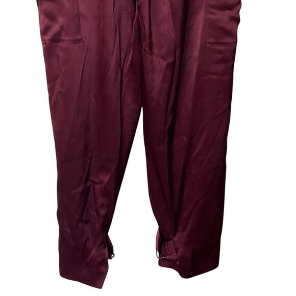 Babaton Satin Cargo Pants Women’s Size 00 Burgundy Utility Trousers Y2K - Picture 7 of 14